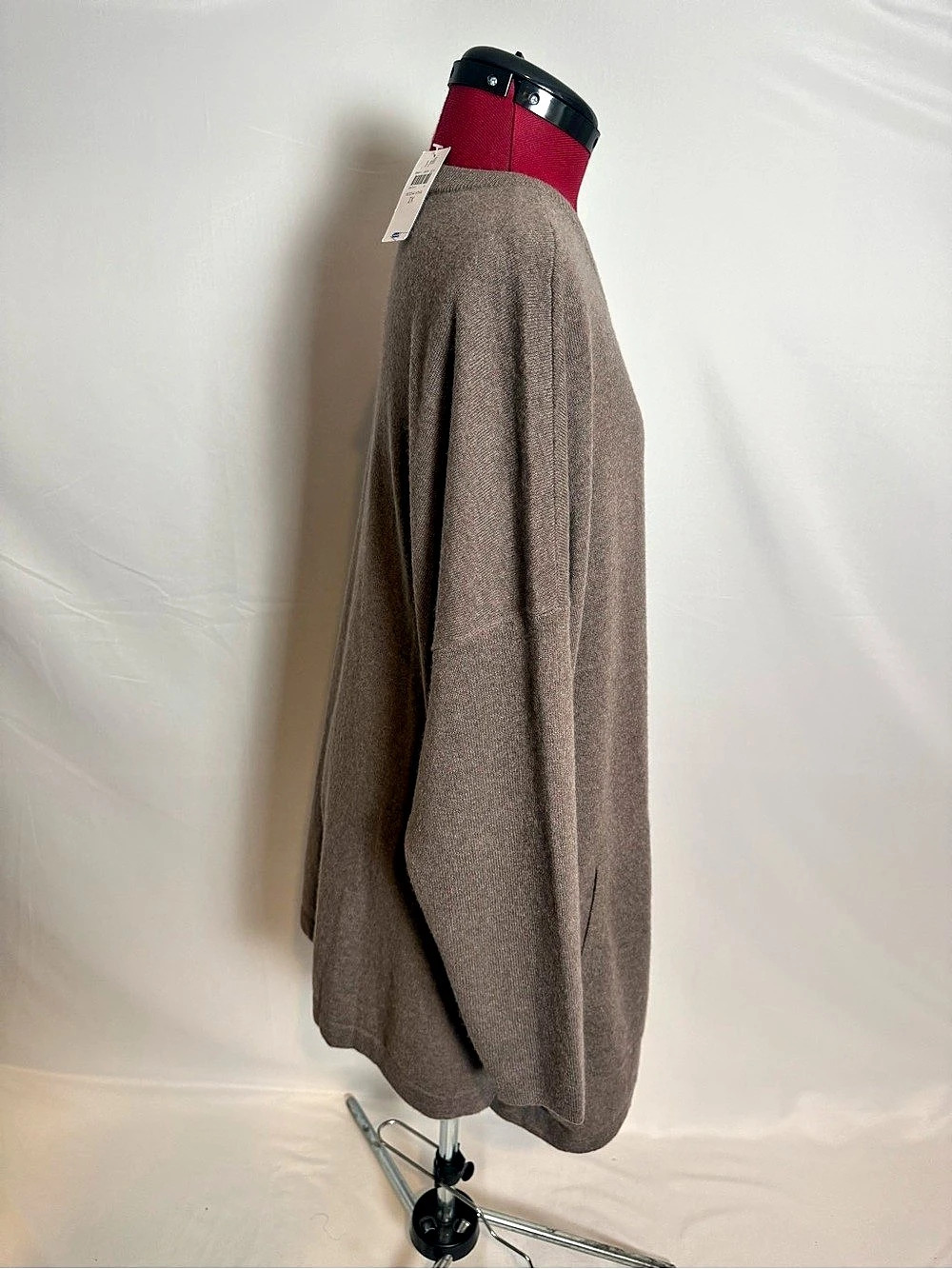 NWT J.Jill 100% Cashmere Crew Neck Sweater Women's Size 2X Mocha Heather Pockets - Picture 5 of 15